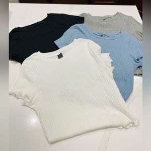 SHEIN women's juniors rib knit short sleeve t-shirt- xs Bundle of 4